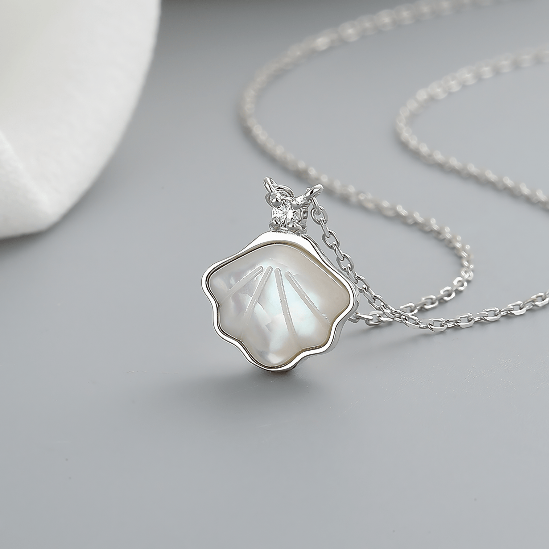 Mother of Pearl Shell Necklace – 925 Silver - NAFALUXE