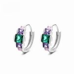 Multicolor Princess - Cut Hoop Earrings – 925 Silver with AAA Cubic Zirconia - NAFALUXE