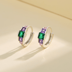 Multicolor Princess - Cut Hoop Earrings – 925 Silver with AAA Cubic Zirconia - NAFALUXE