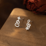 Music Note & Guitar Sterling Silver Stud Earrings – Asymmetrical CZ Earrings - NAFALUXE
