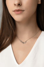 Olive Leaf Necklace in Sterling Silver with Green Zirconia - NAFALUXE