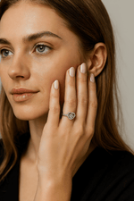 Open Heart Sparkle Ring in Sterling Silver with Pavé Setting - NAFALUXE