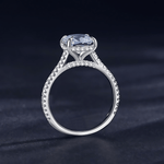 Oval Cut Solitaire Ring 925 Sterling Silver with Zirconia Band - NAFALUXE