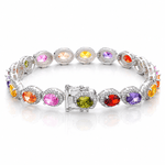 Oval Gemstone Halo Bracelet Sterling Silver 925 - NAFALUXE