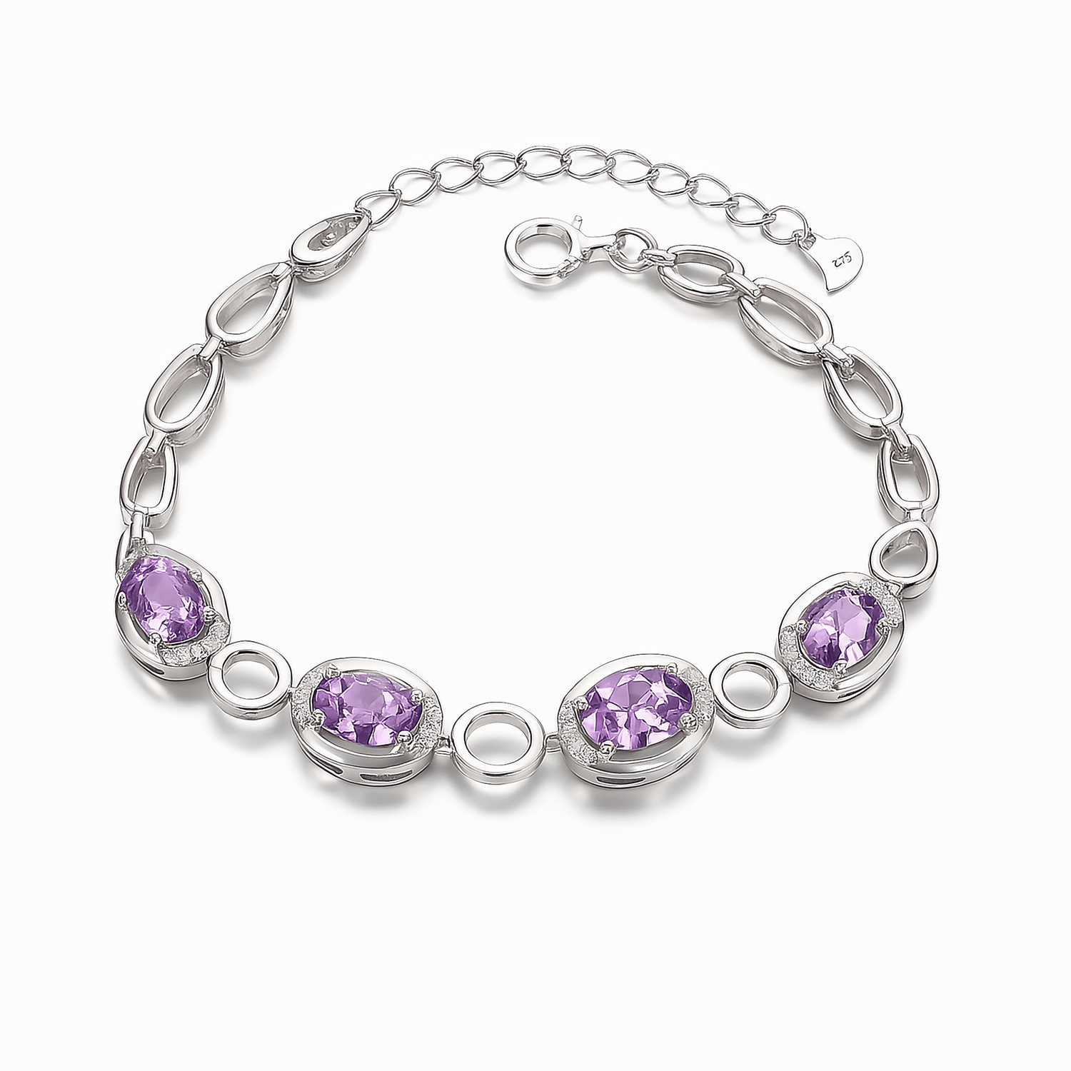 Oval Purple Zirconia and Halo Accents - NAFALUXE
