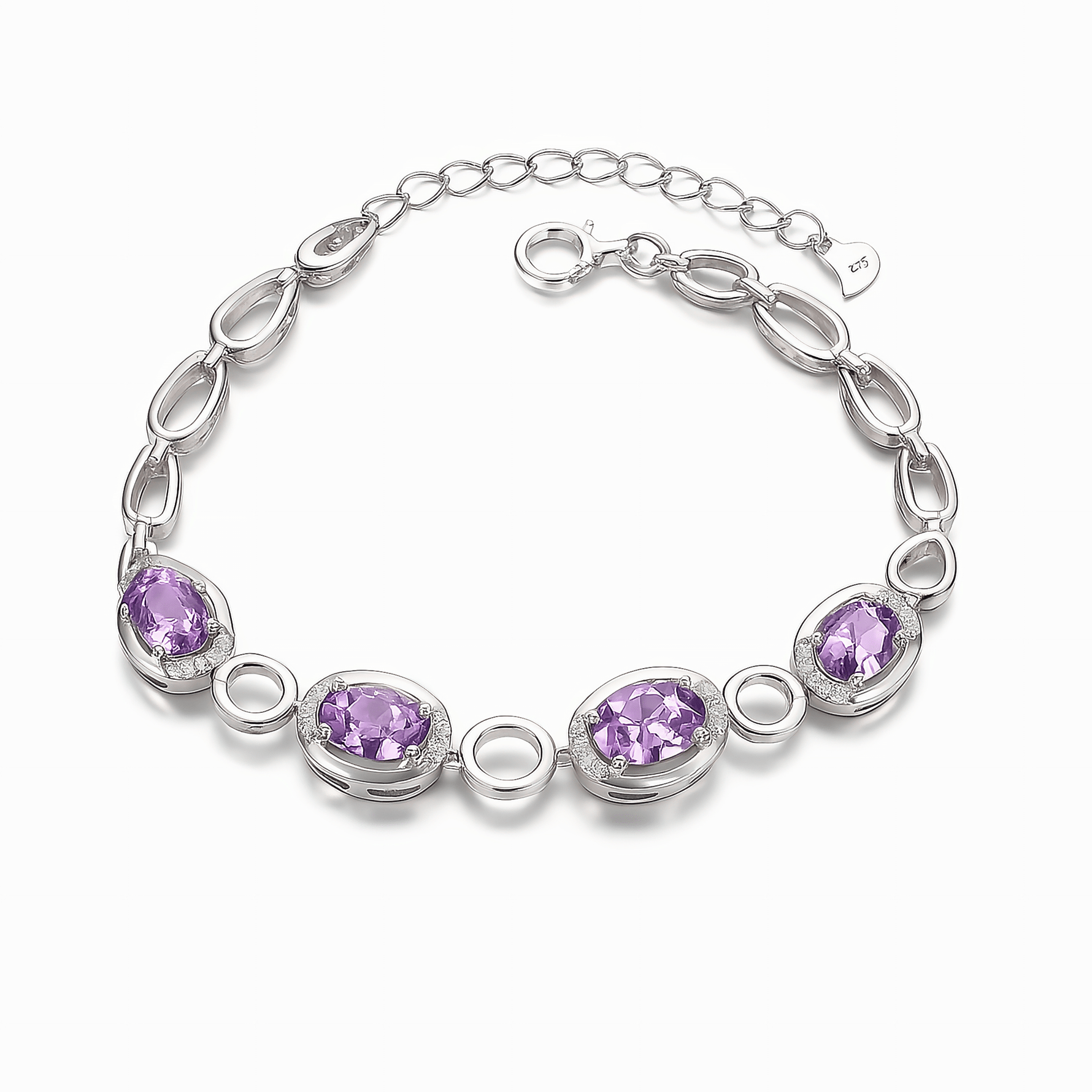 Oval Purple Zirconia and Halo Accents - NAFALUXE