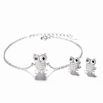Owl - Set Bracelet and Earrings – Adorned with Sparkling Cubic Zirconia - NAFALUXE