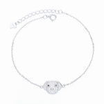 Pave Puppy - Face Bracelet with Sapphire - Tone Crystal Eyes - 925 Sterling Silver - NAFALUXE