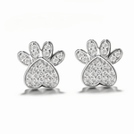 Paw Print Sparkle Stud Earrings – Sterling Silver 925 with AAA Cubic Zirconia - NAFALUXE