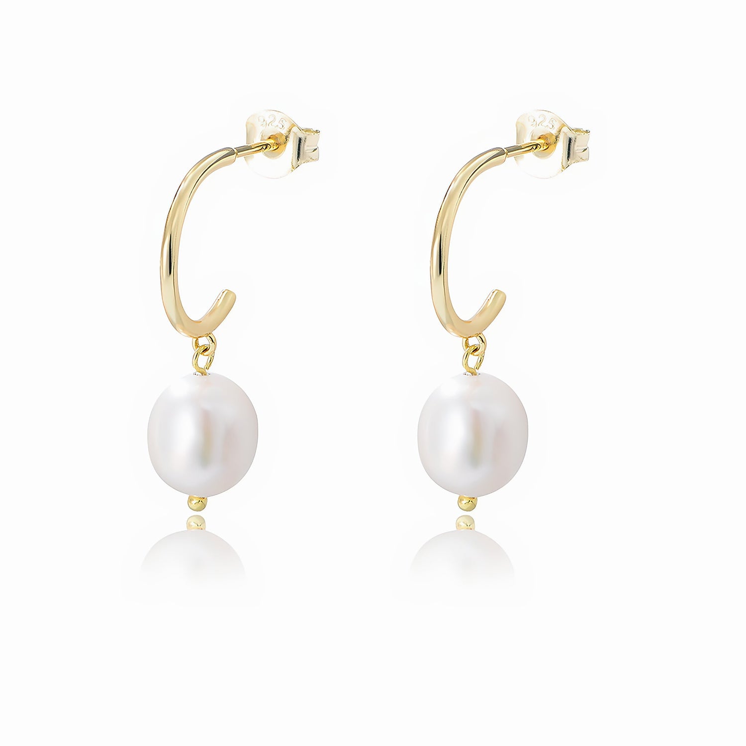 Pearl Hoop Earrings – 925 Sterling Silver - NAFALUXE