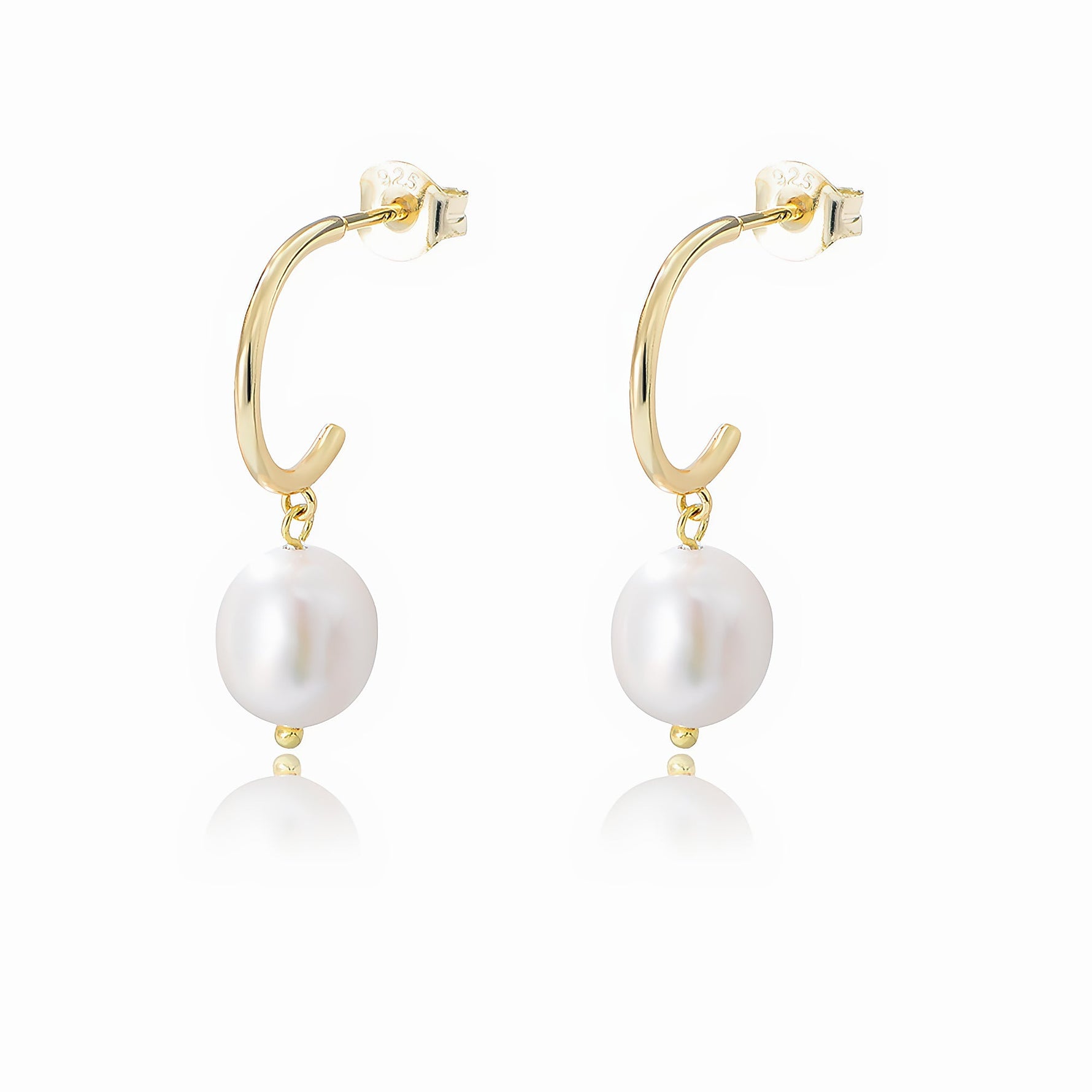 Pearl Hoop Earrings – 925 Sterling Silver - NAFALUXE
