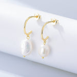 Pearl Hoop Earrings – 925 Sterling Silver - NAFALUXE