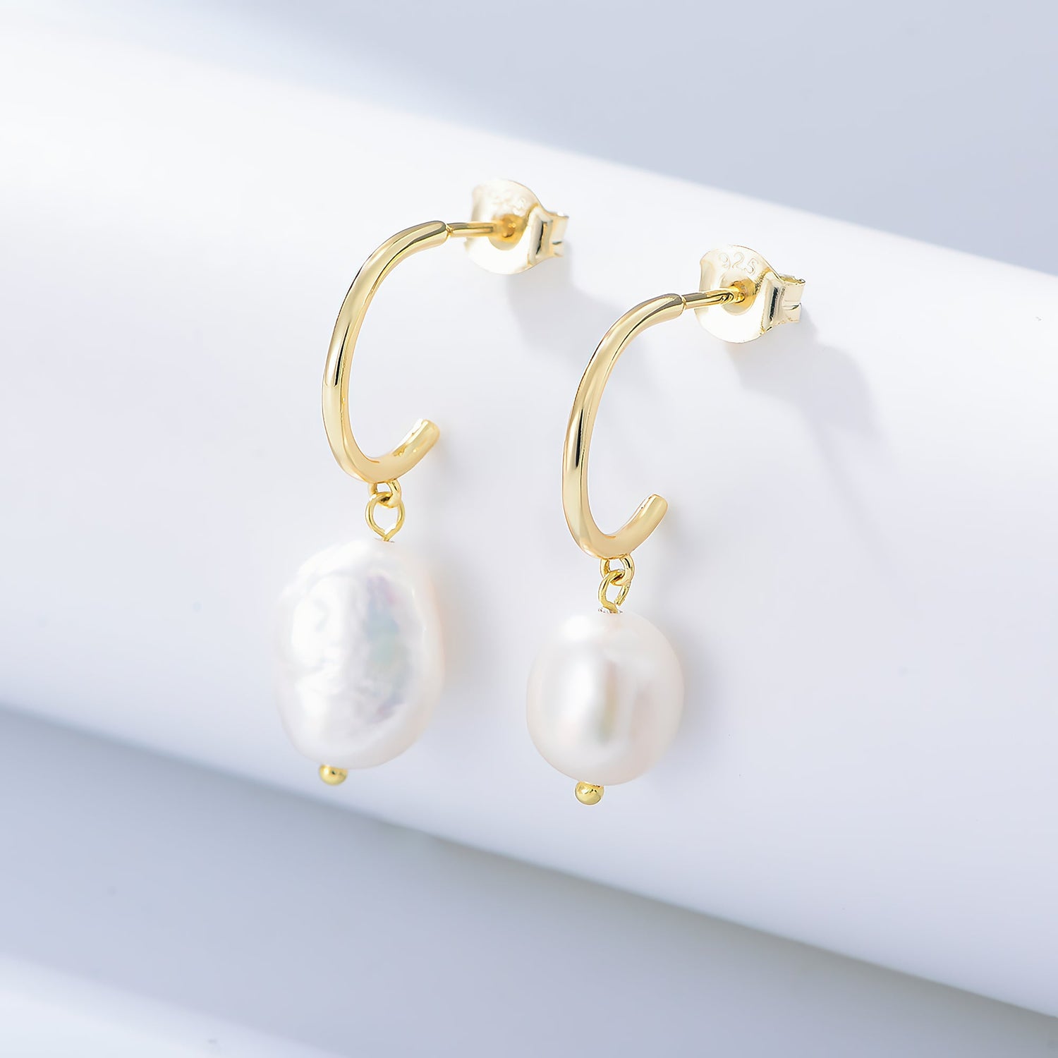 Pearl Hoop Earrings – 925 Sterling Silver - NAFALUXE