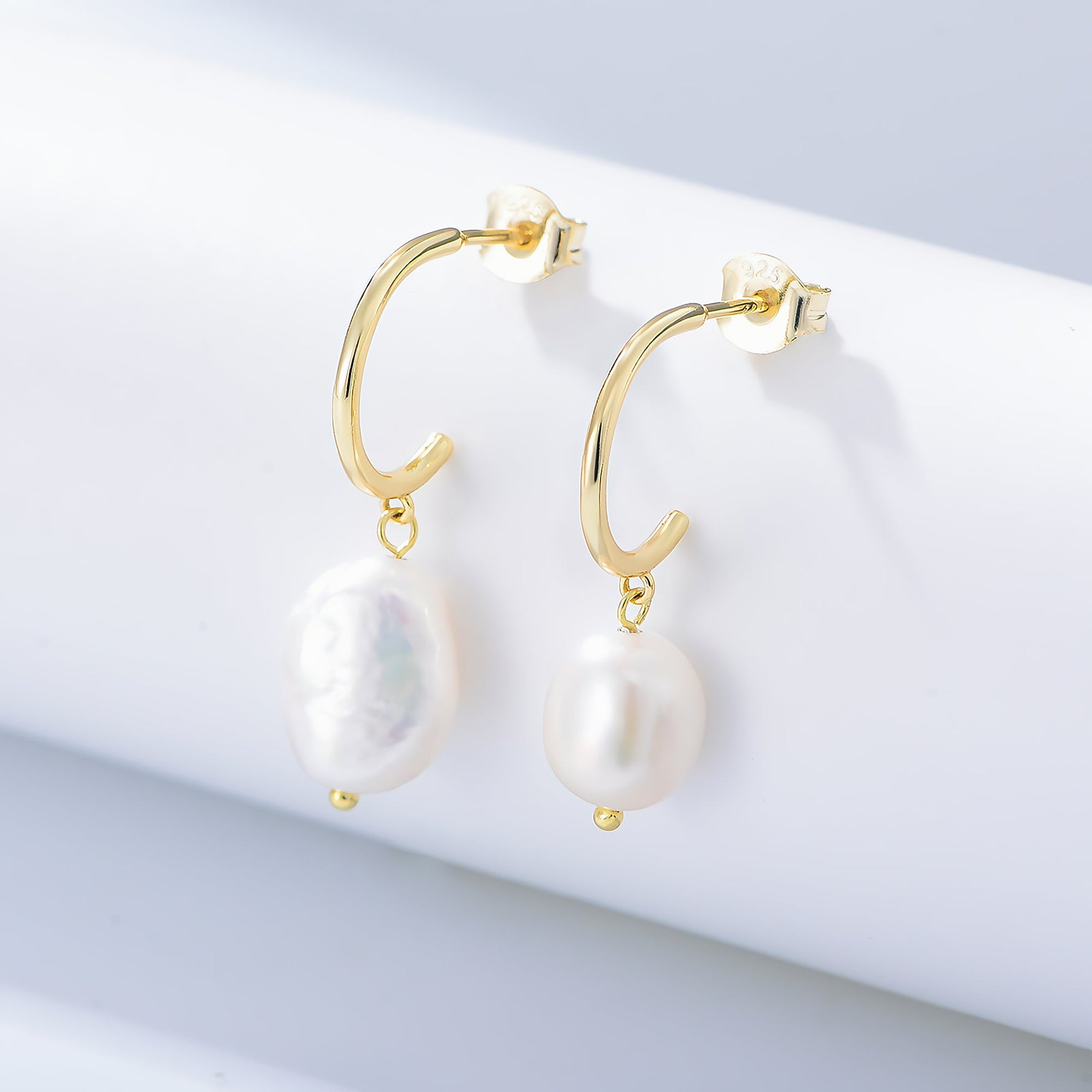 Pearl Hoop Earrings – 925 Sterling Silver - NAFALUXE
