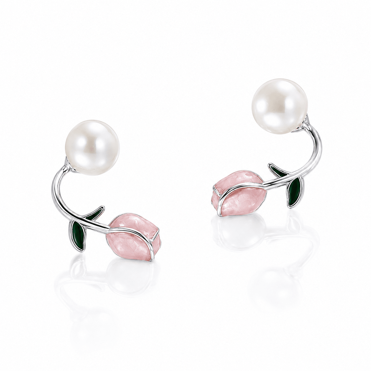 Boucles d'oreilles à clous « Pearl Rose » – Argent sterling 925 - NAFALUXE