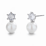 Pearl Sparkle Studs in Sterling Silver - NAFALUXE