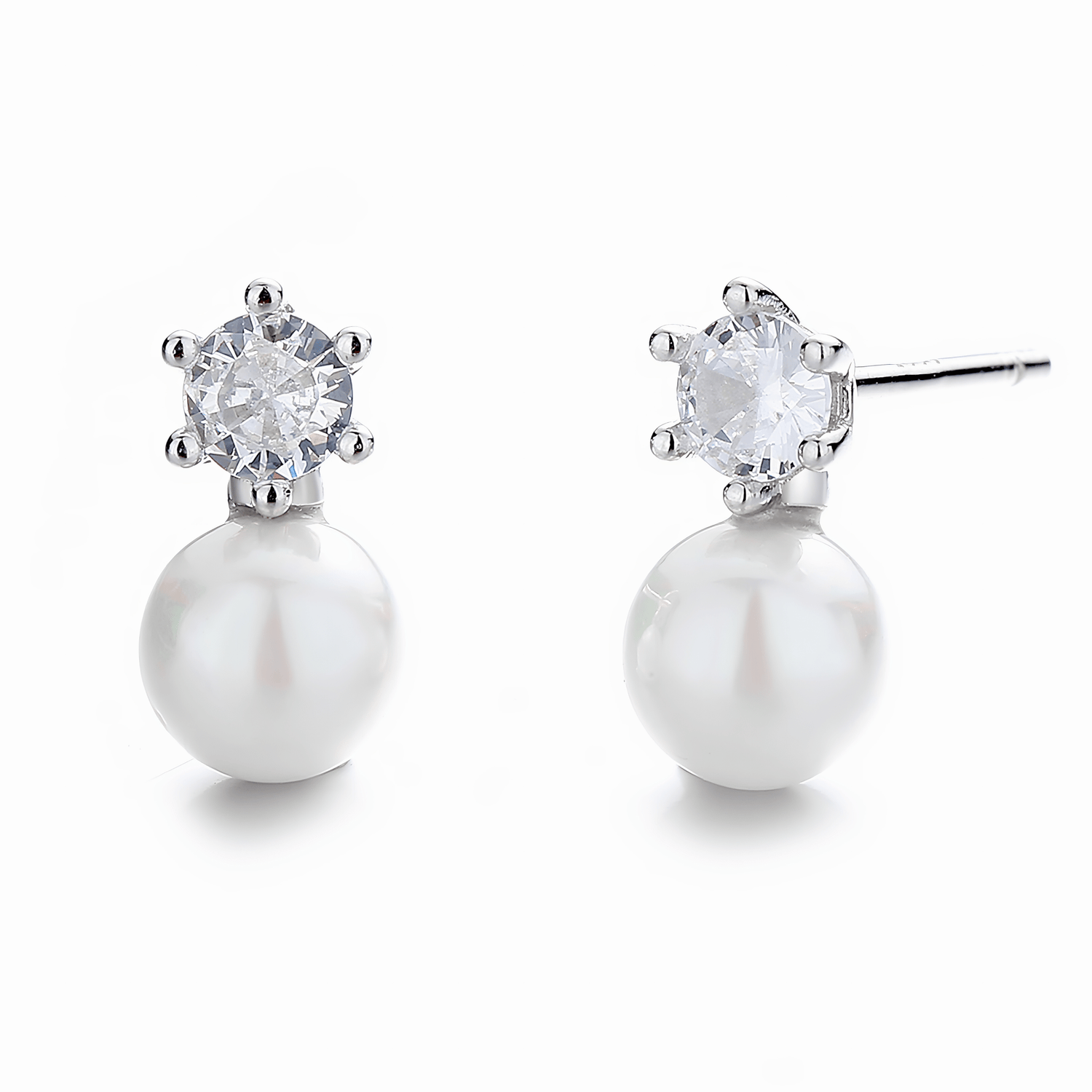 Pearl Sparkle Studs in Sterling Silver - NAFALUXE