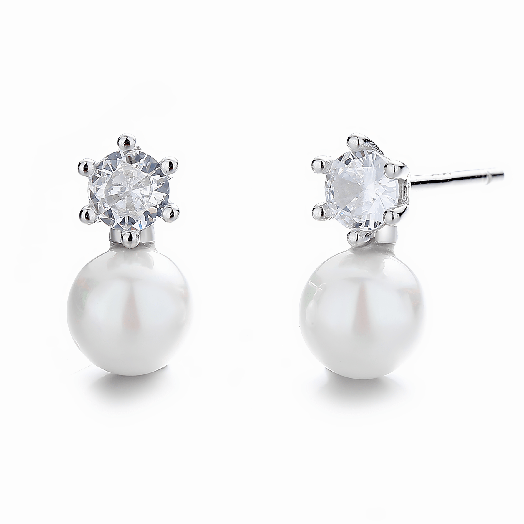 Pearl Sparkle Studs in Sterling Silver - NAFALUXE