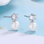 Pearl Sparkle Studs in Sterling Silver - NAFALUXE