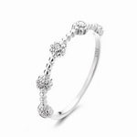 Petite Blossom – Sterling Silver Beaded Ring with Floral CZ Accents - NAFALUXE
