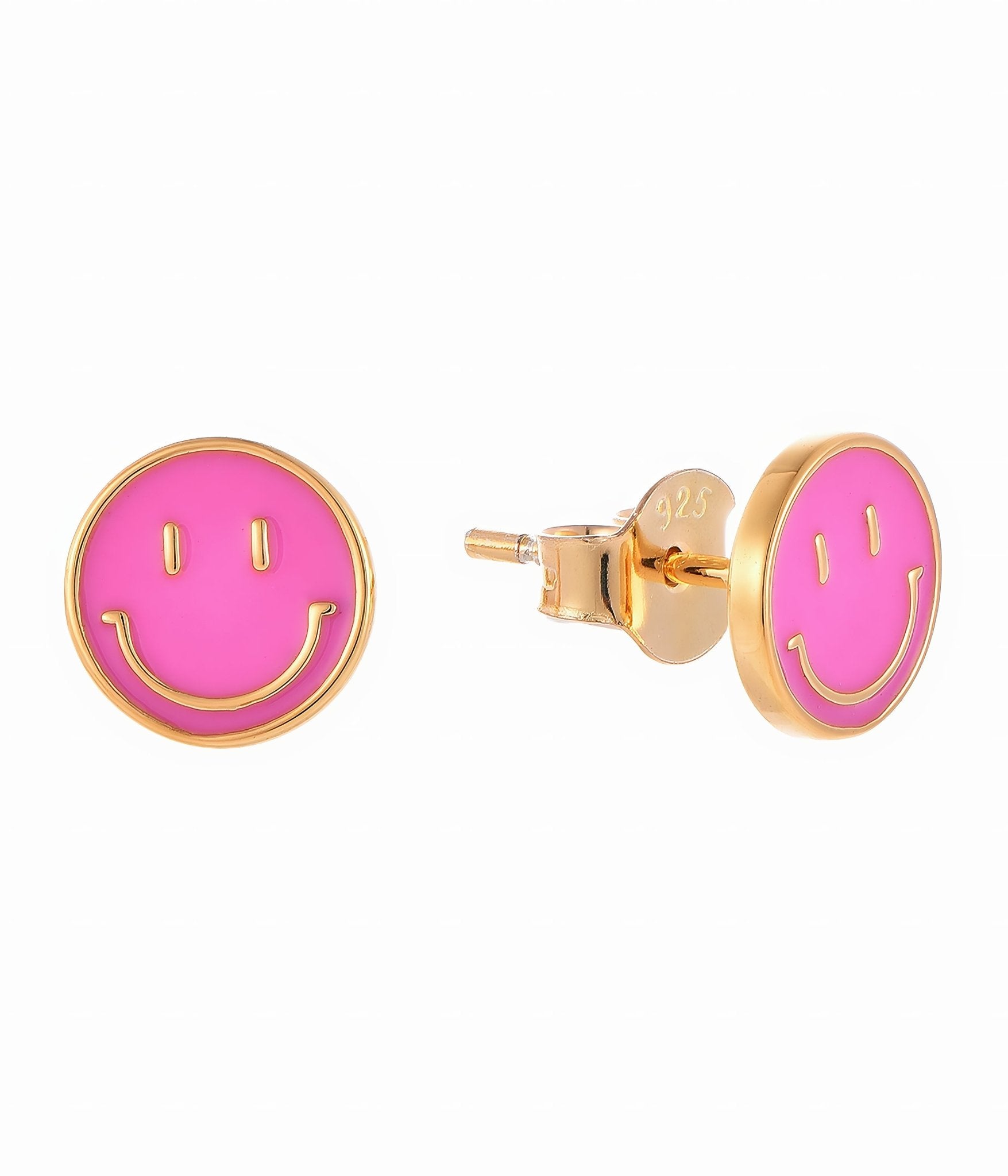 Pink Smiley Face Stud Earrings - NAFALUXE