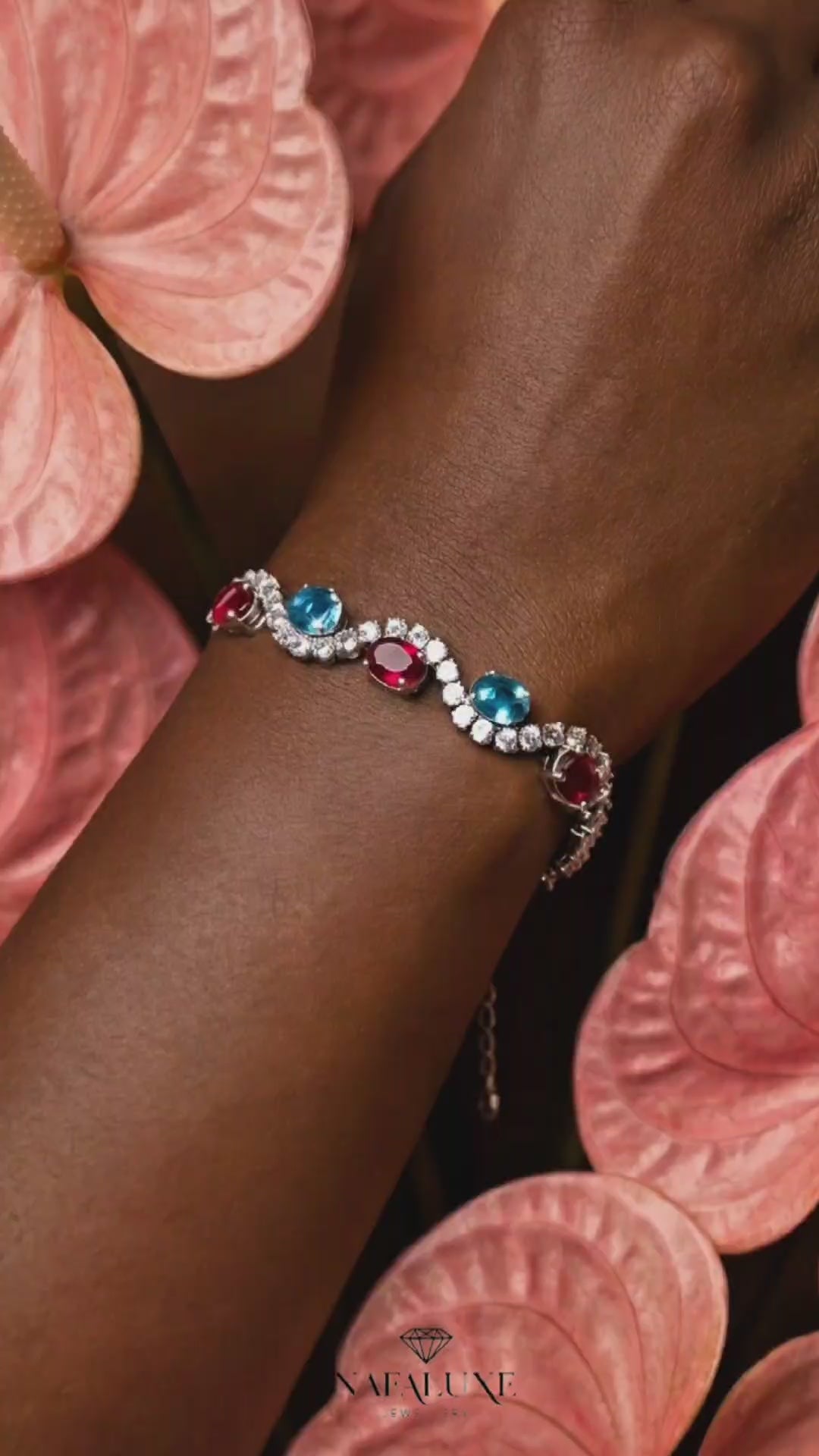 Bracelet ajustable Gemstone Wave en argent sterling 925