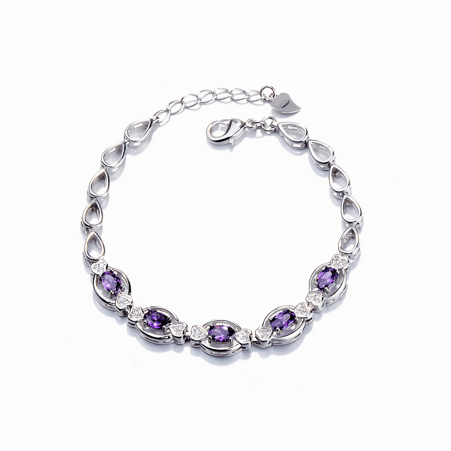 Purple Oval Zirconia and Teardrop Links - NAFALUXE