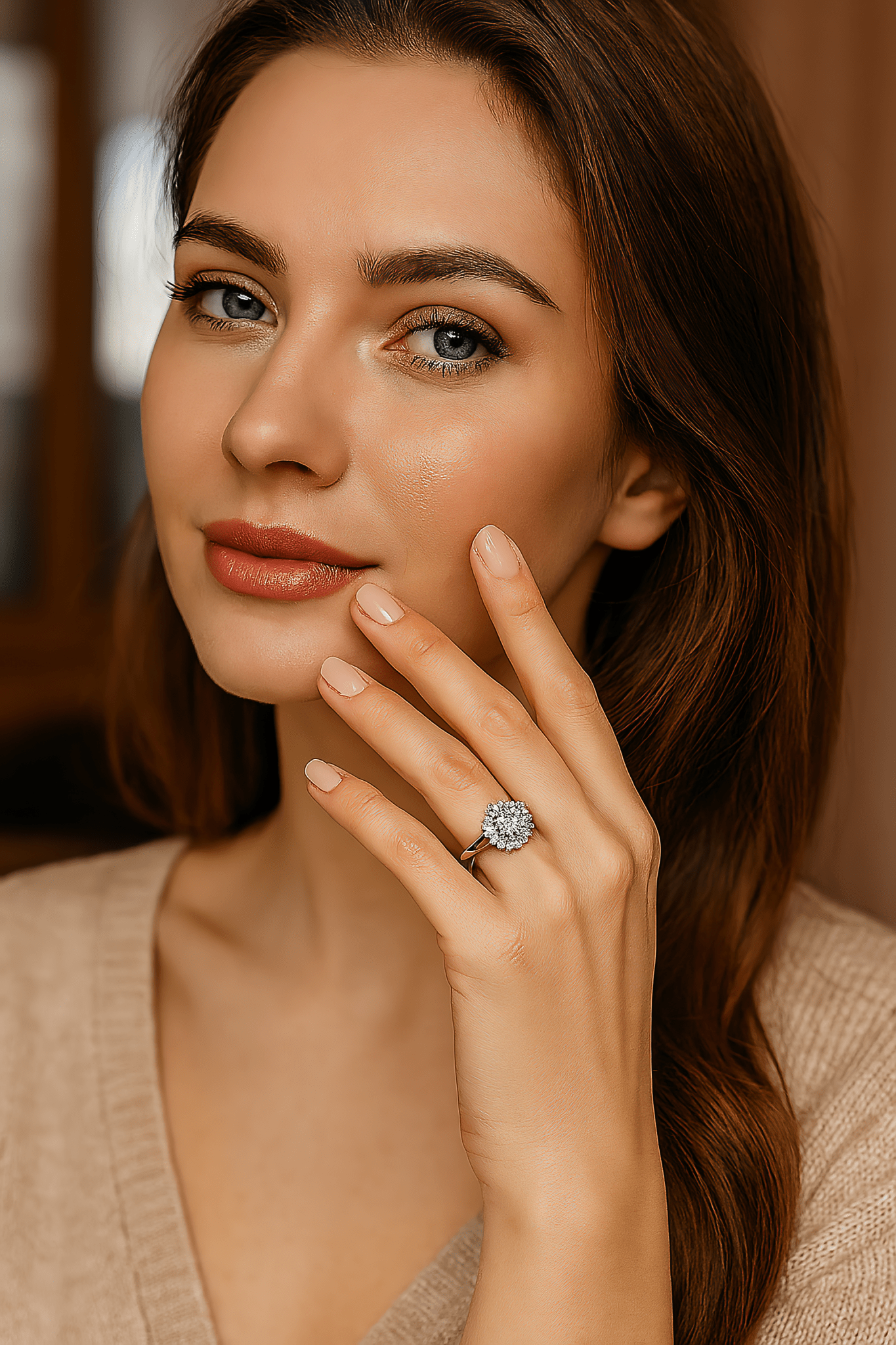 Radiant Bloom Sterling Silver Ring with Baguette and Round Cut Accents - NAFALUXE
