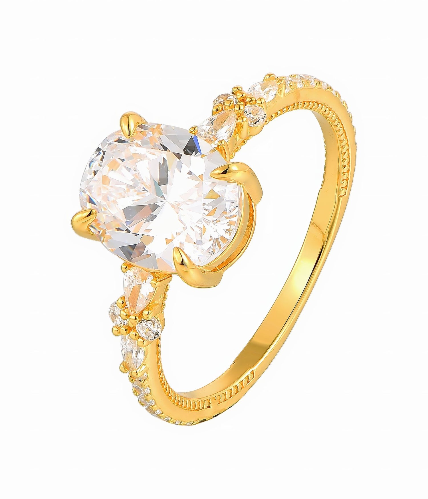 Anello ovale con castone a corona - NAFALUXE