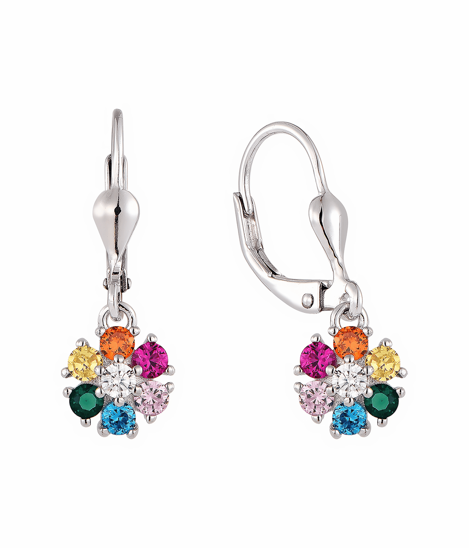 Orecchini pendenti con fiori arcobaleno e zirconi - NAFALUXE