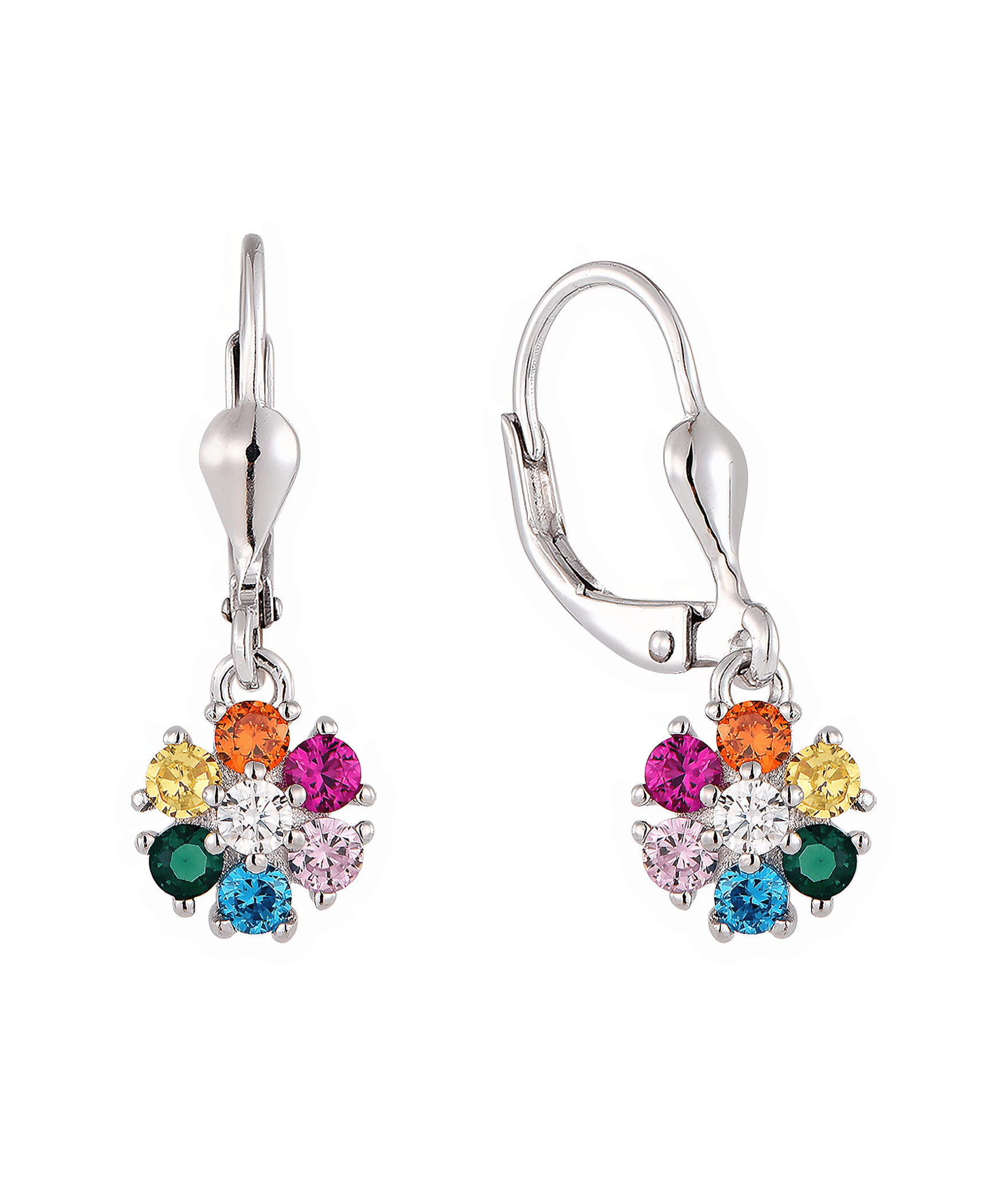 Orecchini pendenti con fiori arcobaleno e zirconi - NAFALUXE