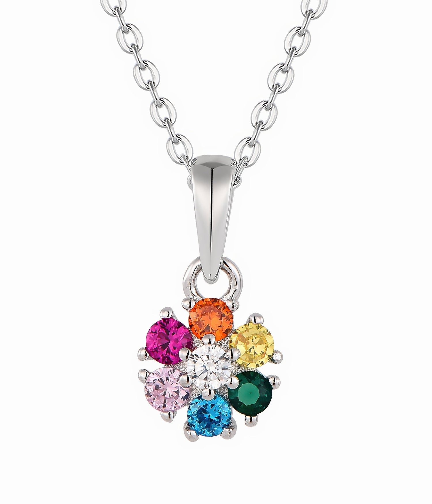 Collana con fiori arcobaleno e zirconi - NAFALUXE