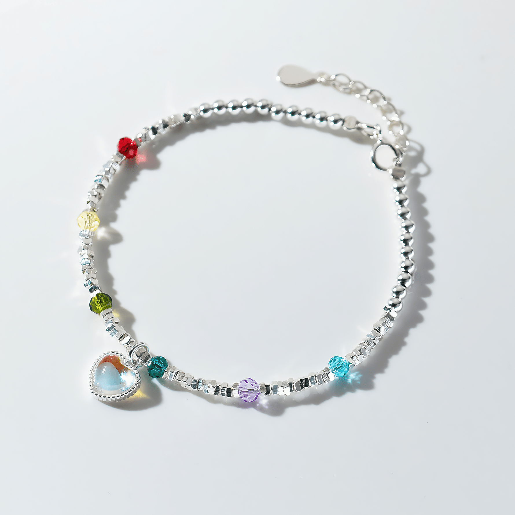 Rainbow Heart Charm Bracelet - NAFALUXE
