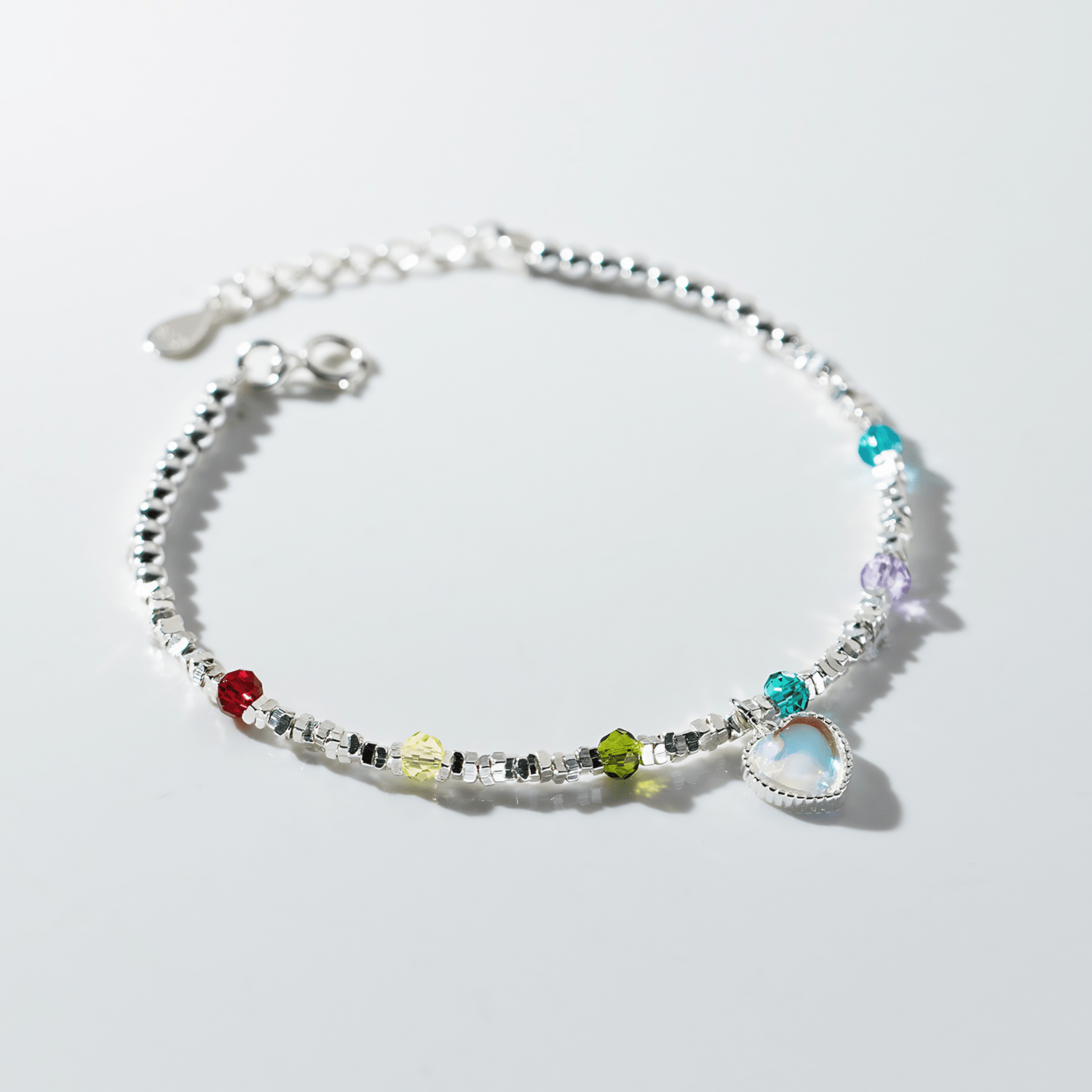 Rainbow Heart Charm Bracelet - NAFALUXE