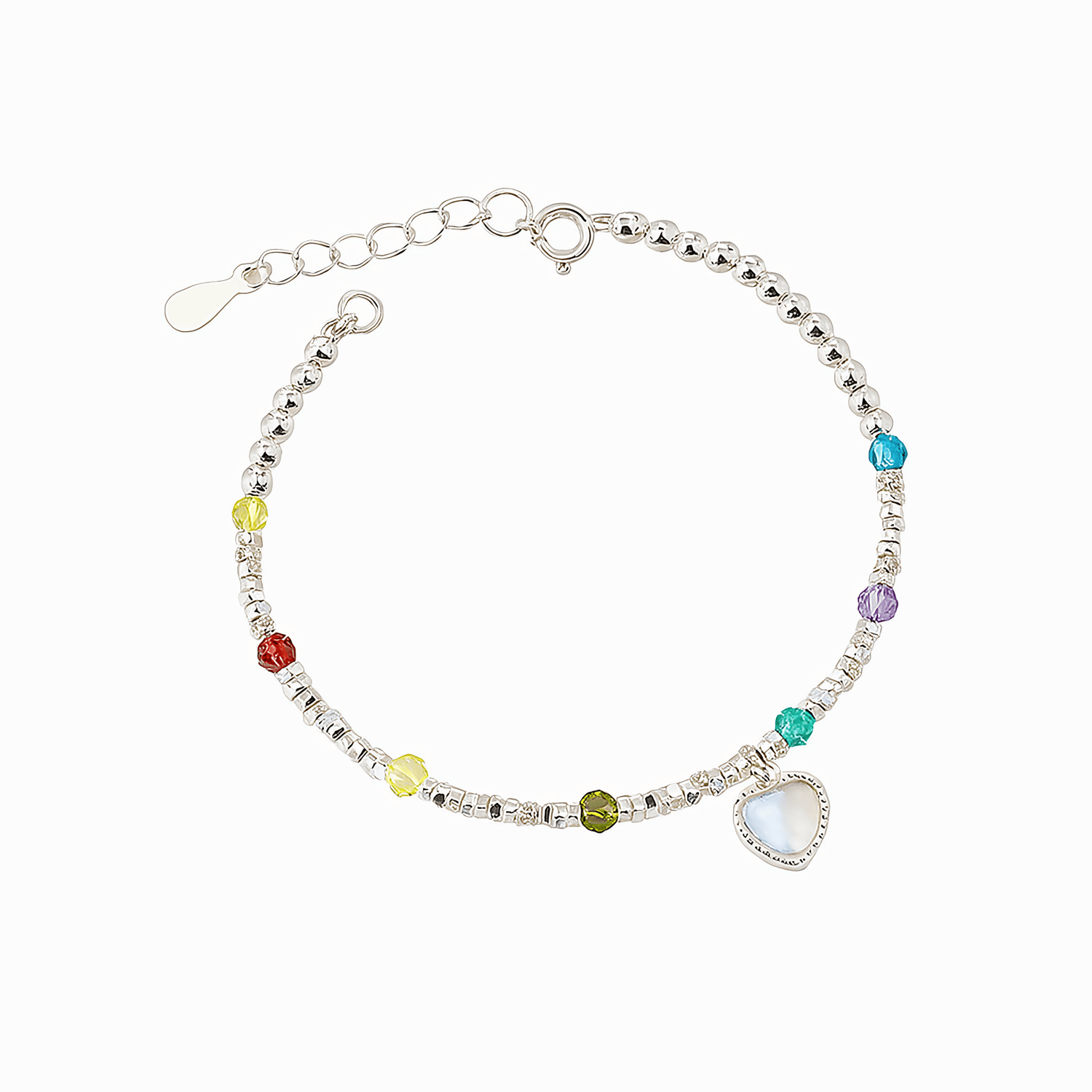 Rainbow Heart Charm Bracelet - NAFALUXE