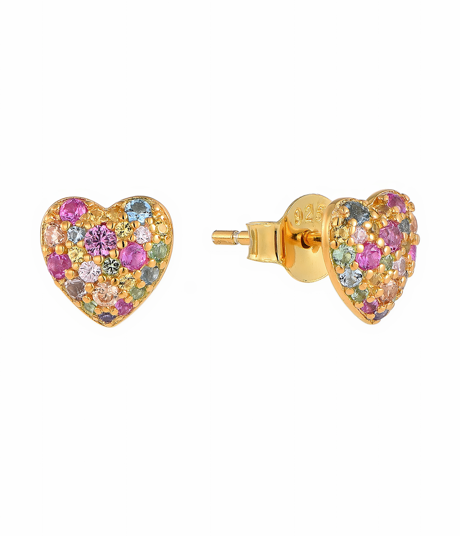 Orecchini a bottone Rainbow Heart - NAFALUXE