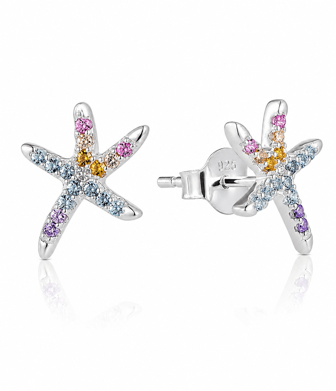 Boucles d'oreilles clous « Étoile de mer arc-en-ciel » - NAFALUXE