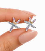 Boucles d'oreilles clous « Étoile de mer arc-en-ciel » - NAFALUXE