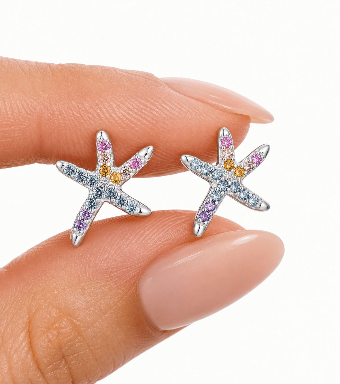 Boucles d'oreilles clous « Étoile de mer arc-en-ciel » - NAFALUXE