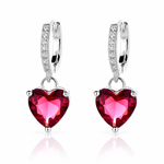 Boucles d'oreilles cœur rouge – Argent 925 - NAFALUXE