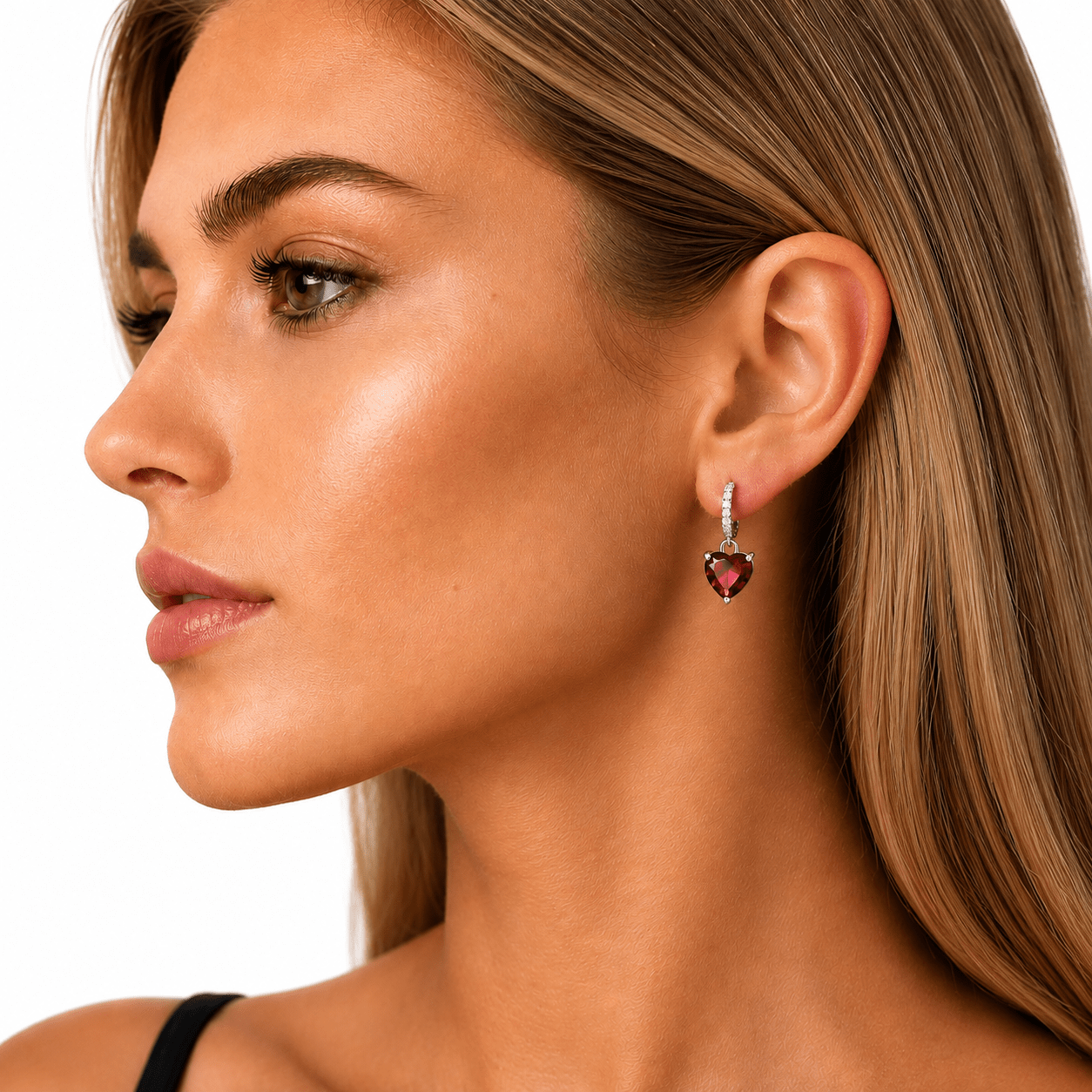Boucles d'oreilles cœur rouge – Argent 925 - NAFALUXE