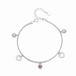 Red Heart Halo Charm Bracelet Sterling Silver 925 - NAFALUXE