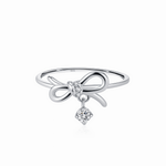 Ribbon Charm Ring 925 Sterling Silver with CZ Detail - NAFALUXE