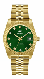 Orologio Richelieu automatico con quadrante verde e cassa in oro, 31 mm – Swiss Made - NAFALUXE