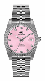 Montre automatique Richelieu à cadran rose et diamants, 31 mm – Fabriquée en Suisse - NAFALUXE