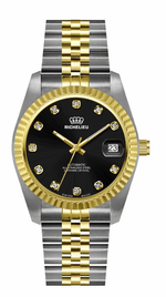 Montre automatique Richelieu à cadran noir bicolore, 31 mm – Fabriquée en Suisse - NAFALUXE