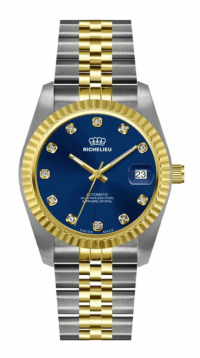 Montre Richelieu Automatic à cadran bleu bicolore, 31 mm – Fabriquée en Suisse - NAFALUXE