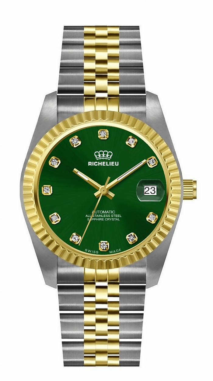 Orologio Richelieu automatico con quadrante bicolore verde, 31 mm – Swiss Made - NAFALUXE
