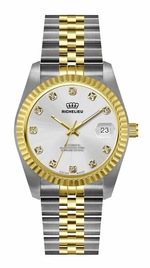 Montre automatique Richelieu bicolore argent et or, 31 mm – Fabriquée en Suisse - NAFALUXE