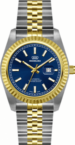 Montre automatique unisexe Richelieu 38 mm – Cadran bleu bicolore | Fabriquée en Suisse - NAFALUXE